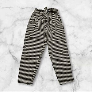 Zara Black and White Striped Cropped Pants